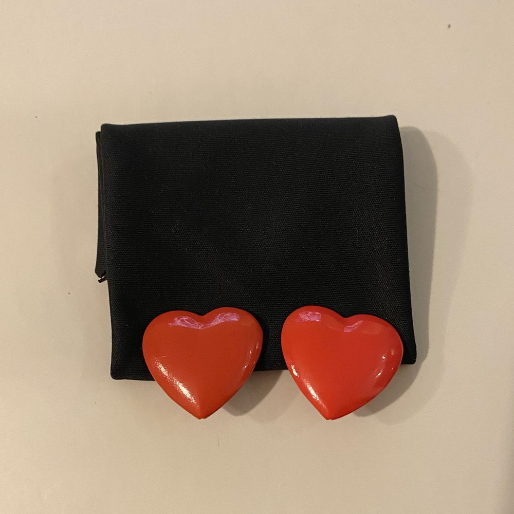 Heart shaped pink clip on earrings